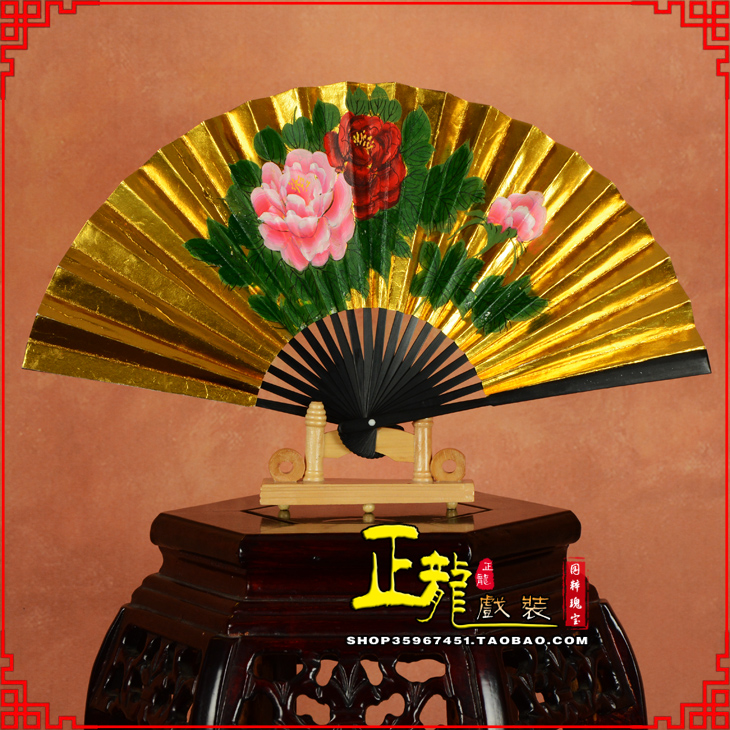 清水京剧戏曲戏剧贵妃醉酒牡丹折扇儿童扇子7寸8寸9寸 金扇